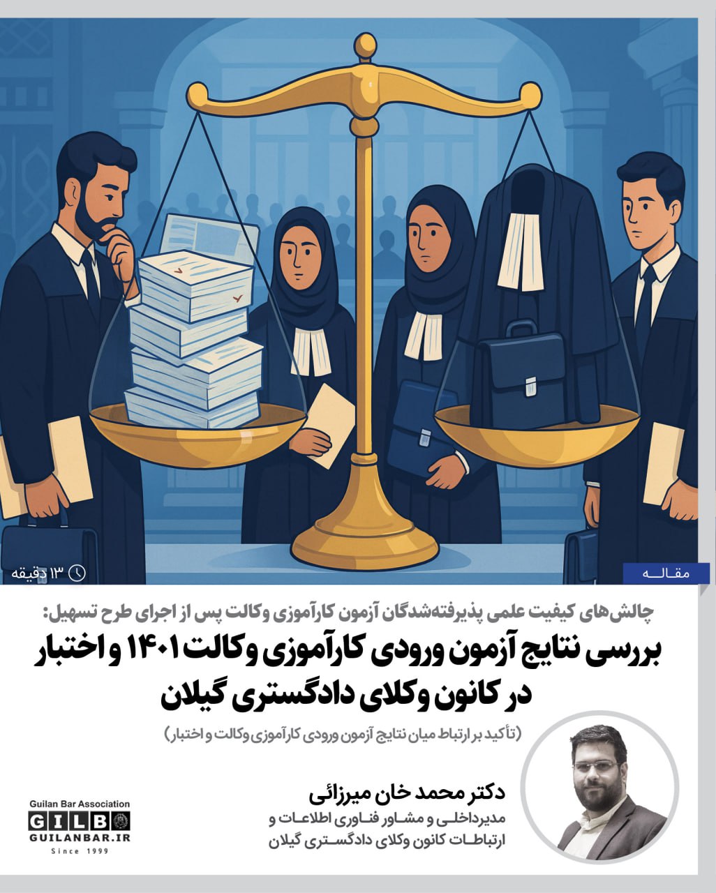 بررسی نتایج آزمون ورودی کارآموزی وکالت ۱۴۰۱ و اختبار در کانون وکلای دادگستری گیلان