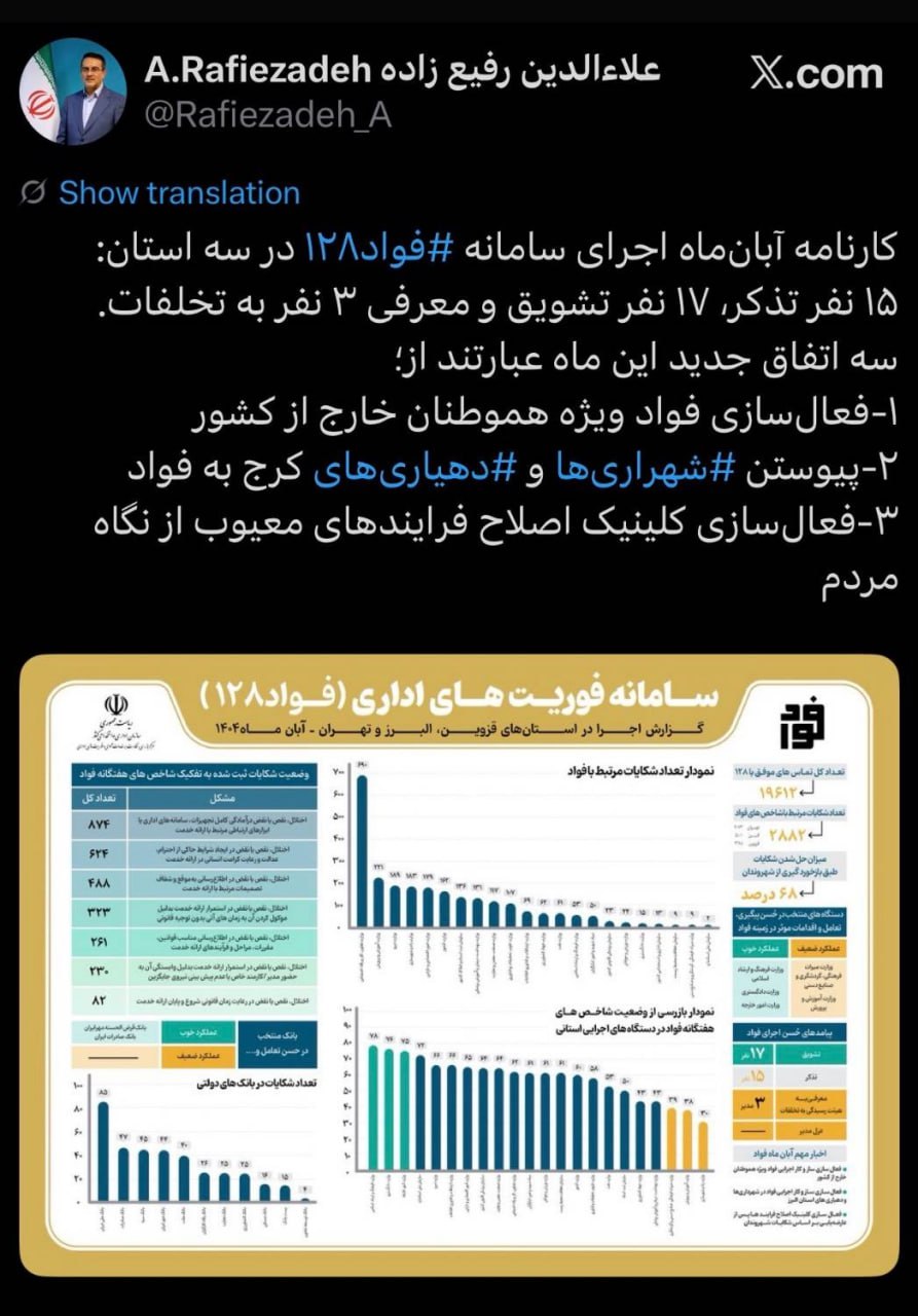 فعال‌سازی سامانه فواد ۱۲۸ برای ایرانیان خارج از کشور