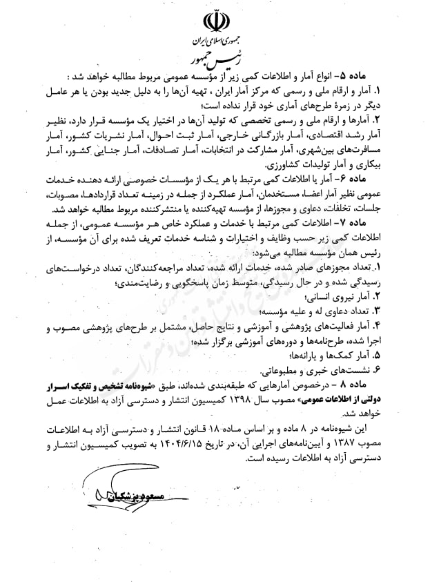 شیوه نامه انتشار و دسترسی آزاد به آمار و ارقام ملی و رسمی
