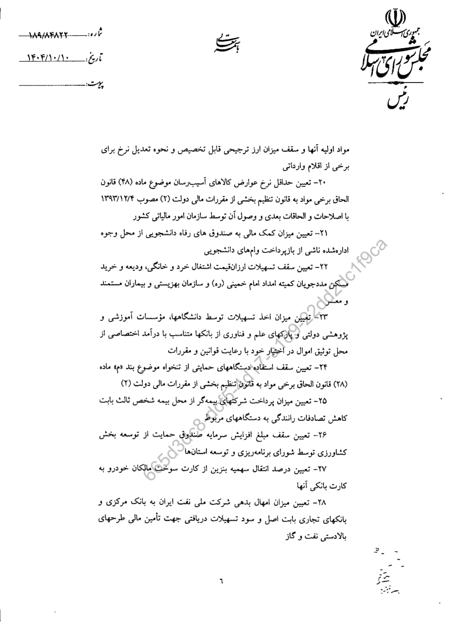 قانون الزامات و احکام مورد نیاز قوانین بودجه های سنواتی