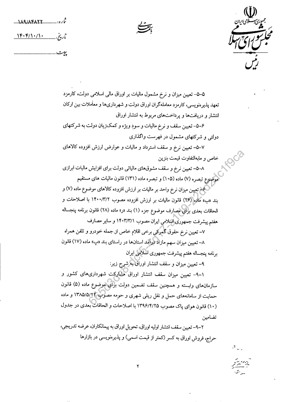 قانون الزامات و احکام مورد نیاز قوانین بودجه های سنواتی