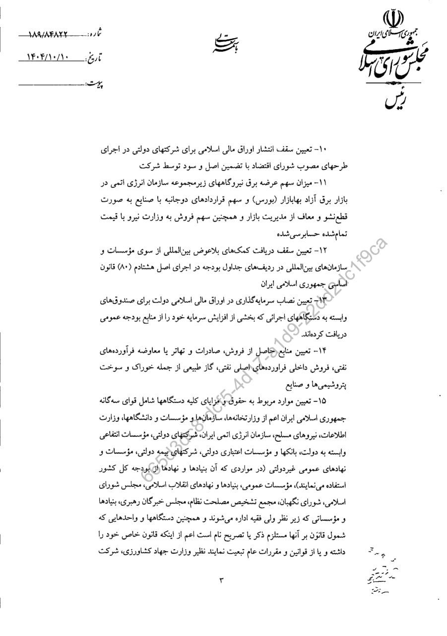 قانون الزامات و احکام مورد نیاز قوانین بودجه های سنواتی