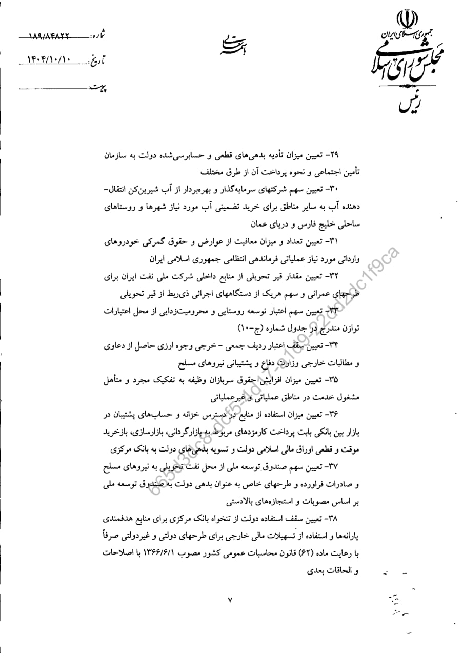 قانون الزامات و احکام مورد نیاز قوانین بودجه های سنواتی