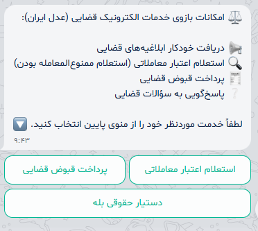 امکانات بازوی خدمات الکترونیک قضایی (عدل ایران)